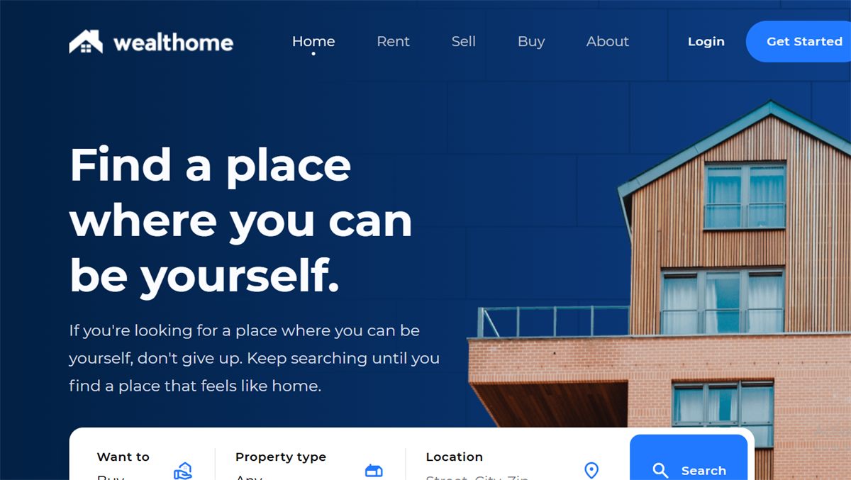 Real estate website design homepage